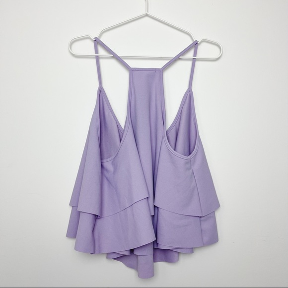 Lavender Ruffle Tank Crop Top - Picture 2 of 6